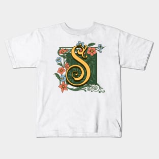 Art Nouveau Letter S, Ornamental Letter S, Art Deco Kids T-Shirt